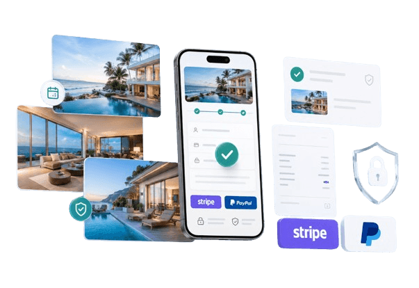 Direct booking checkout with Stripe and PayPal payment options