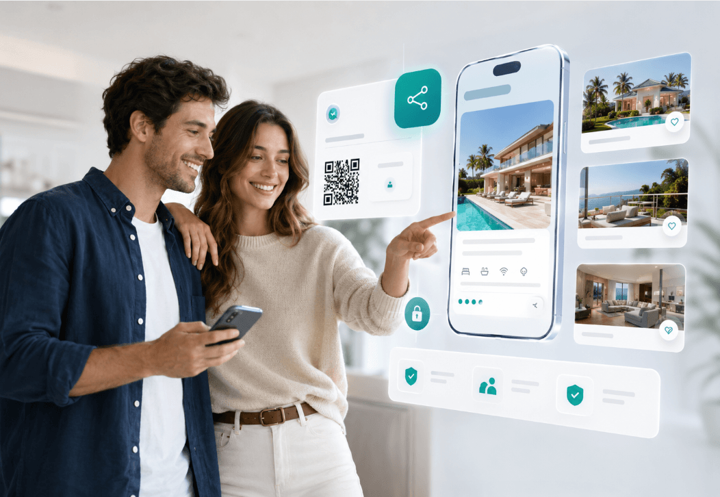 Private guest links and property codes for sharing a direct booking site